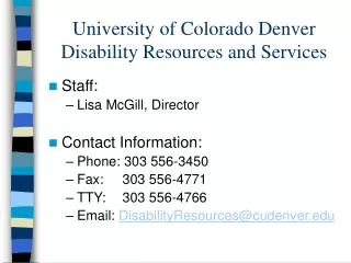 University of Colorado Denver Disability Resources and Services
