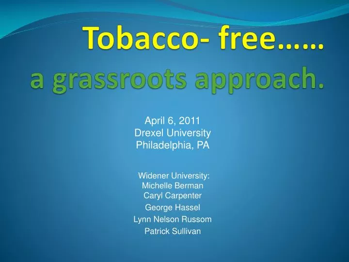 tobacco free a grassroots approach
