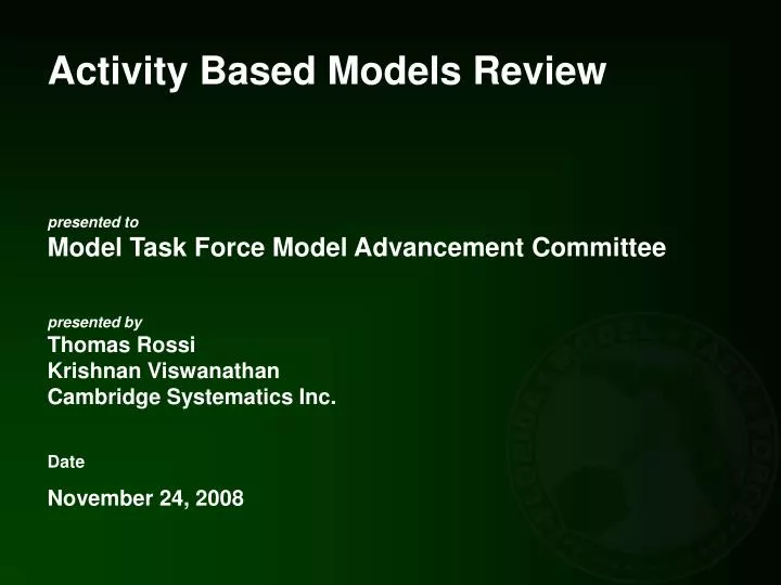 activity based models review