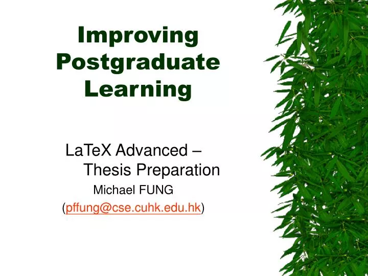 improving postgraduate learning