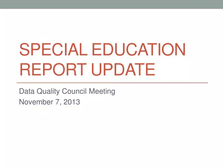 special education report update