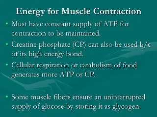 Energy for Muscle Contraction