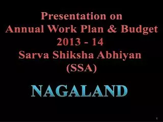 Presentation on Annual Work Plan &amp; Budget 2013 - 14 Sarva Shiksha Abhiyan (SSA)