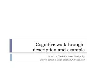 Cognitive walkthrough: description and example