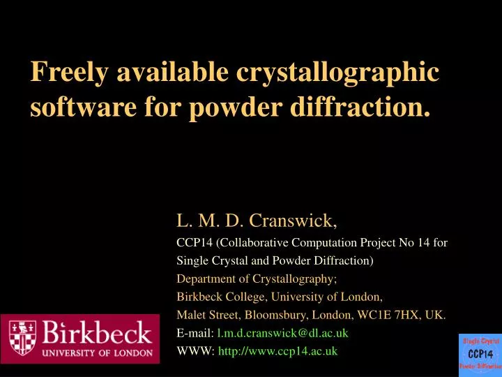 freely available crystallographic software for powder diffraction