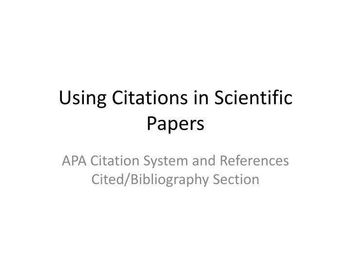 using citations in scientific papers