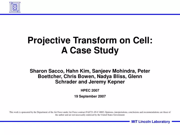 projective transform on cell a case study