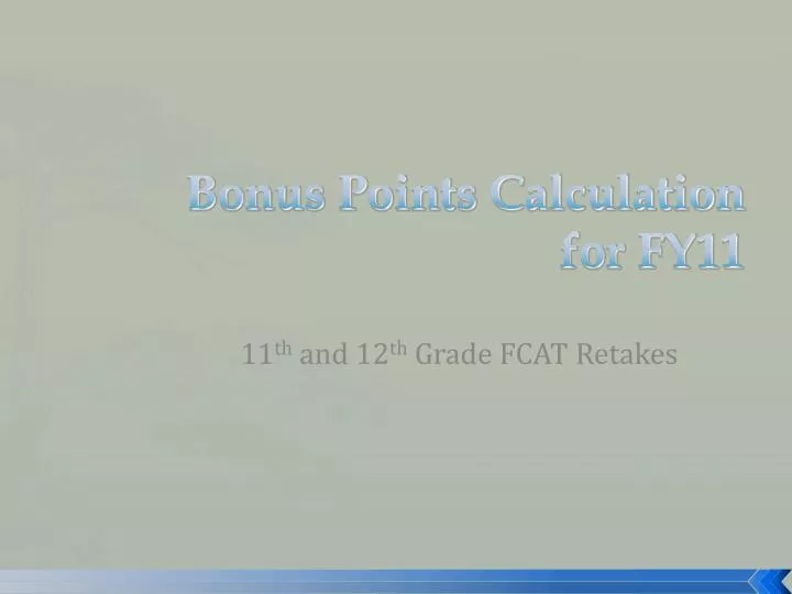 bonus points calculation for fy11