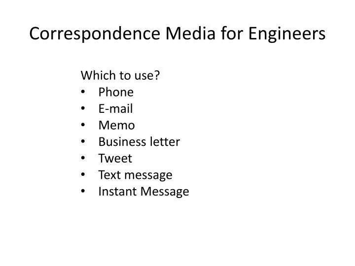 correspondence media for engineers