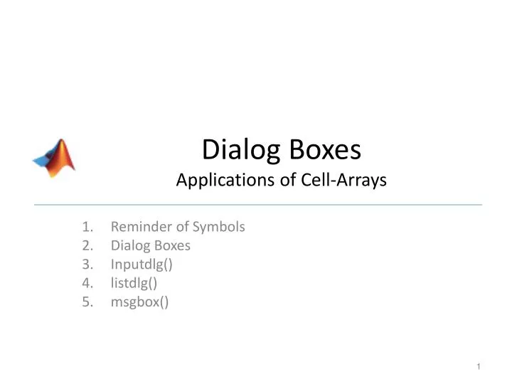 dialog boxes applications of cell arrays