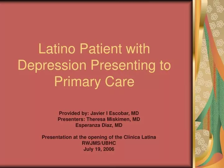 latino patient with depression presenting to primary care