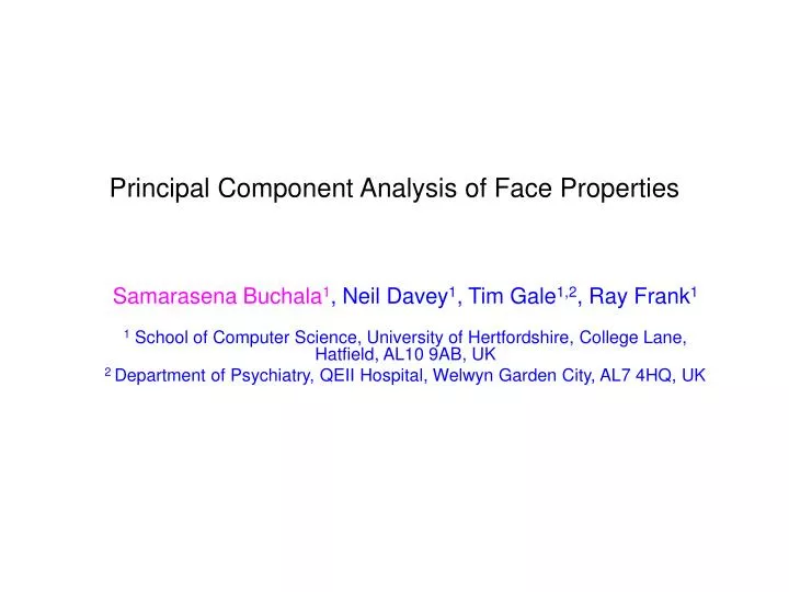 principal component analysis of face properties
