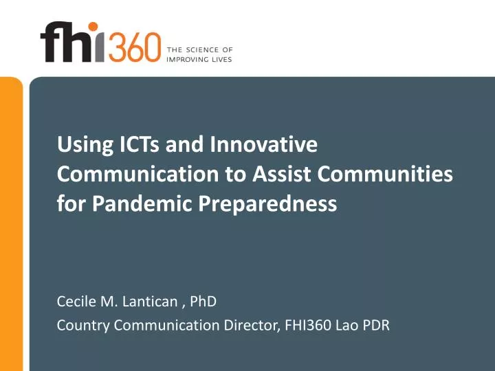 using icts and innovative communication to assist communities for pandemic preparedness
