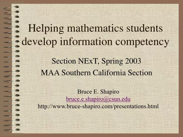 helping mathematics students develop information competency