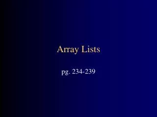 Array Lists