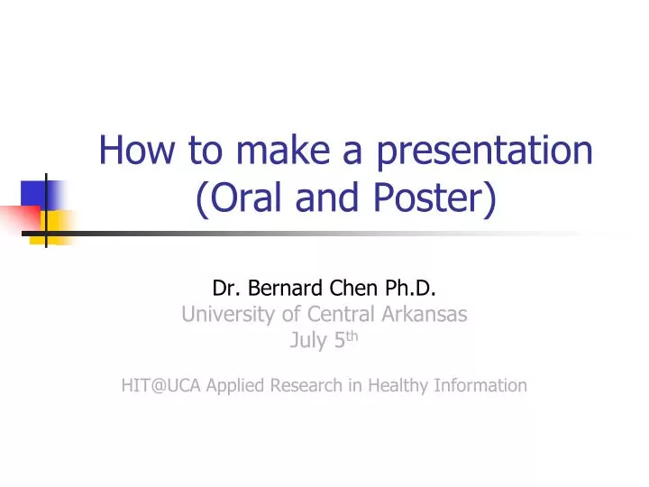 how to make a presentation oral and poster