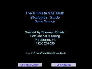 The Ultimate SAT Math Strategies Guide Demo Version