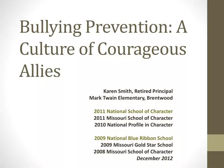bullying prevention a culture of courageous allies