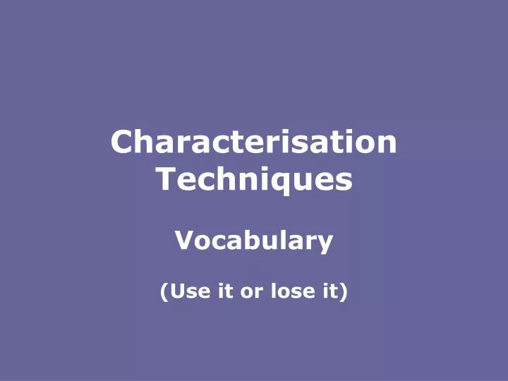 characterisation techniques