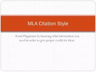 MLA Citation Style