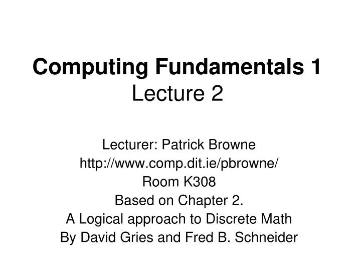 computing fundamentals 1 lecture 2
