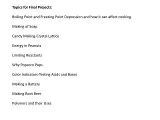 Topics for Final Projects:
