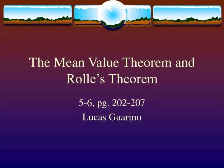 the mean value theorem and rolle s theorem