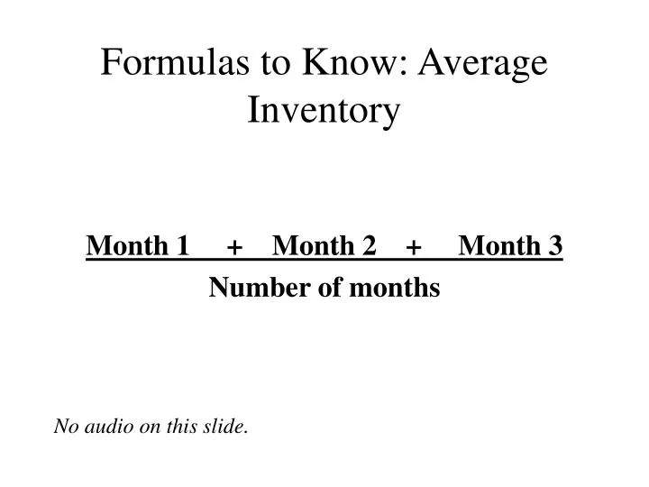 formulas to know average inventory