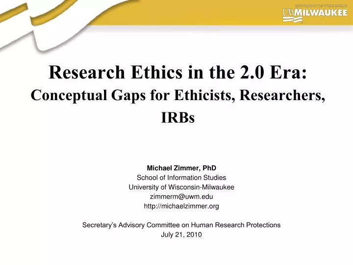 research ethics in the 2 0 era conceptual gaps for ethicists researchers irbs