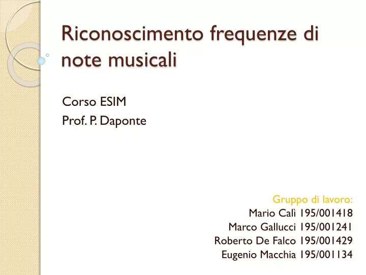 riconoscimento frequenze di note musicali