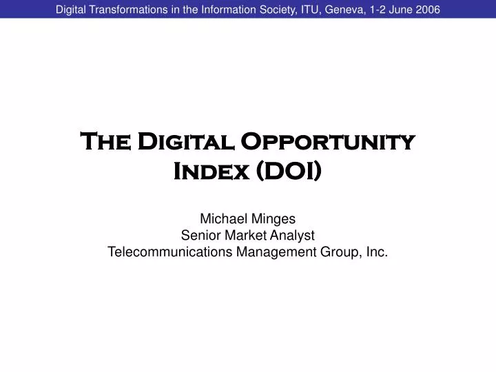 the digital opportunity index doi