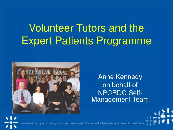 volunteer tutors and the expert patients programme