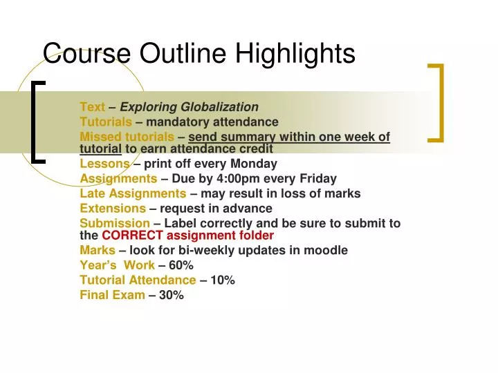 course outline highlights