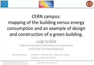 Luigi Scibile CERN, General Services and Infrastructure Department