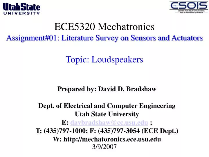 ece5320 mechatronics assignment 01 literature survey on sensors and actuators topic loudspeakers