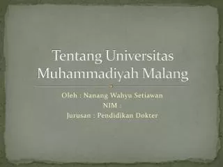 Tentang Universitas Muhammadiyah Malang