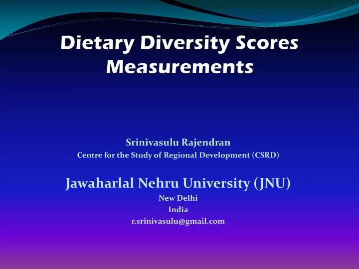 dietary diversity scores measurements