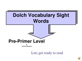 Dolch Vocabulary Sight Words