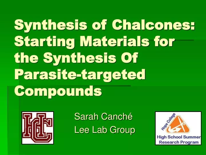 synthesis of chalcones starting materials for the synthesis of parasite targeted compounds