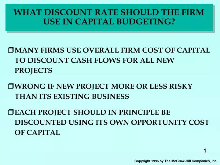 what discount rate should the firm use in capital budgeting