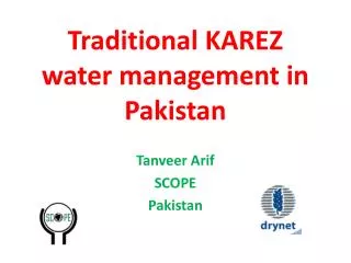 Traditional KAREZ water management in Pakistan