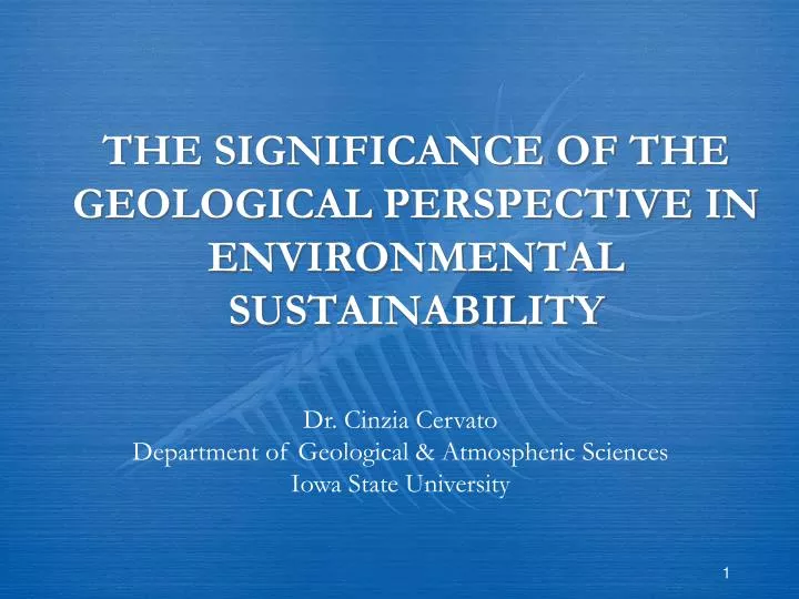 the significance of the geological perspective in environmental sustainability