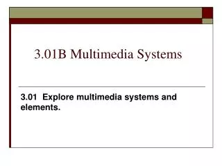 3.01B Multimedia Systems