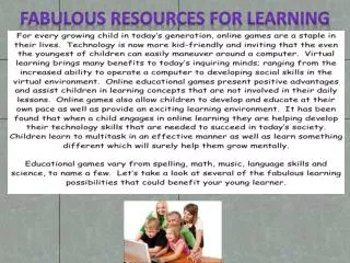 Fabulous Resources for Learning