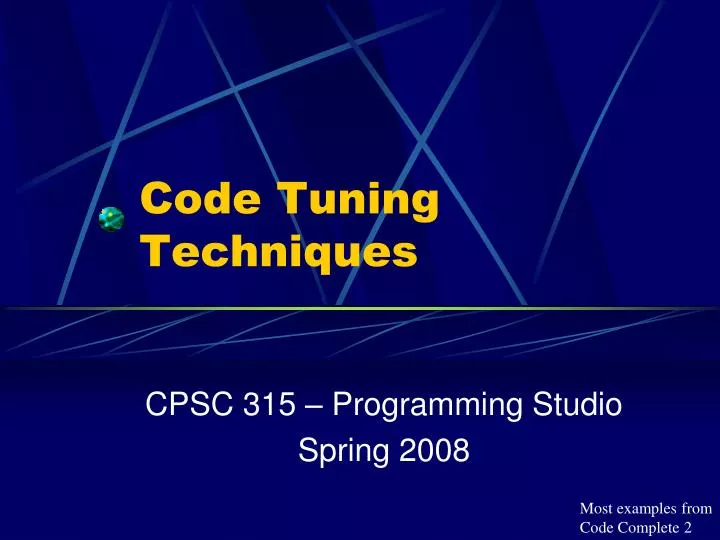 code tuning techniques