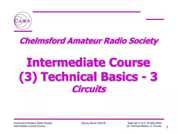 chelmsford amateur radio society intermediate course 3 technical basics 3 circuits