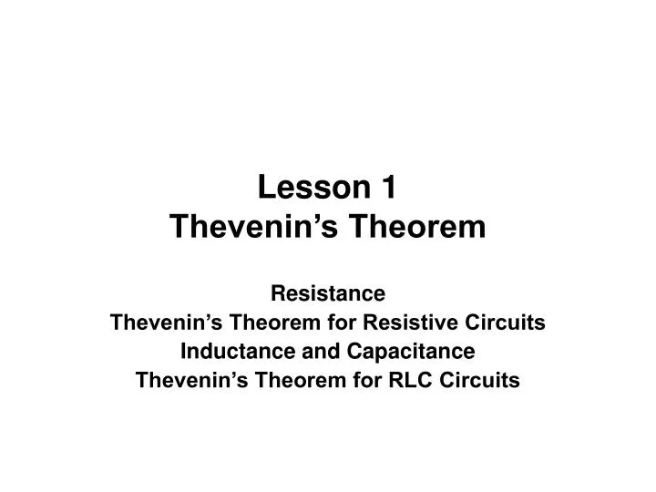 lesson 1 thevenin s theorem