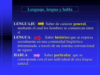 lenguaje lengua y habla