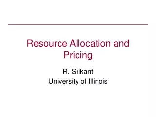 Resource Allocation and Pricing