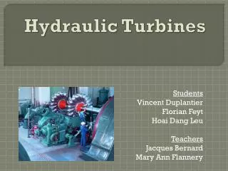 Hydraulic Turbines